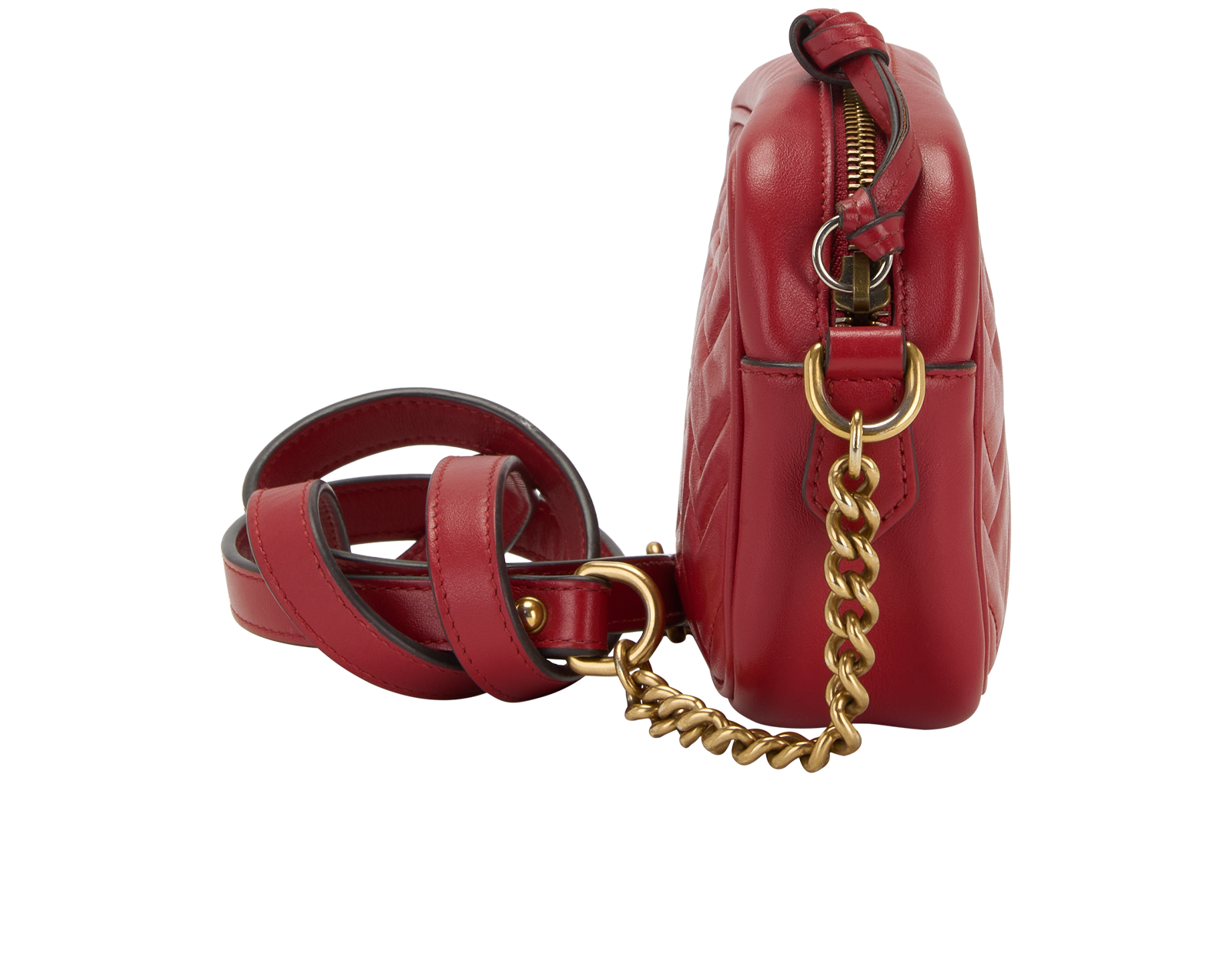 GG Marmont Mini Crossbody Bag, &pound;450, Handbags, Red, Leather, Side view